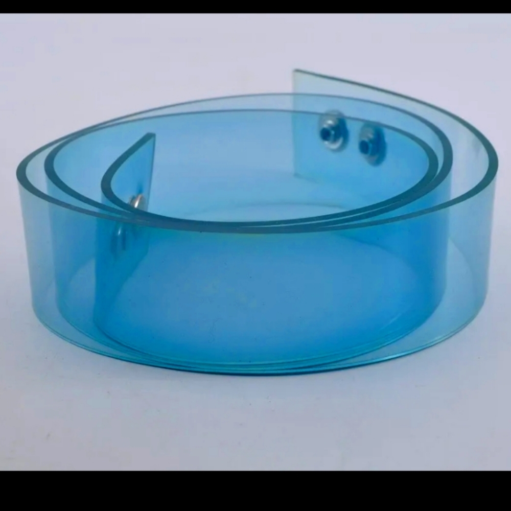 Chanel Light Blue Rubber Large Belt Two Snaps - Picture 5 of 9